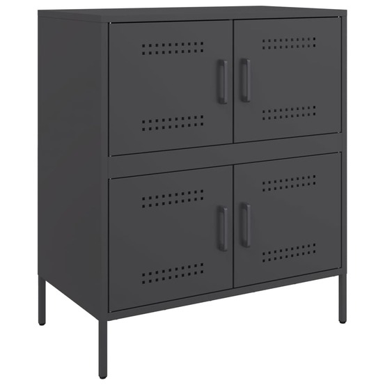 Buffet bahut commode armoire meuble de rangement organisateur cuisine salle de séjour salon 68 x 39 x 79 cm acier noir 02_003