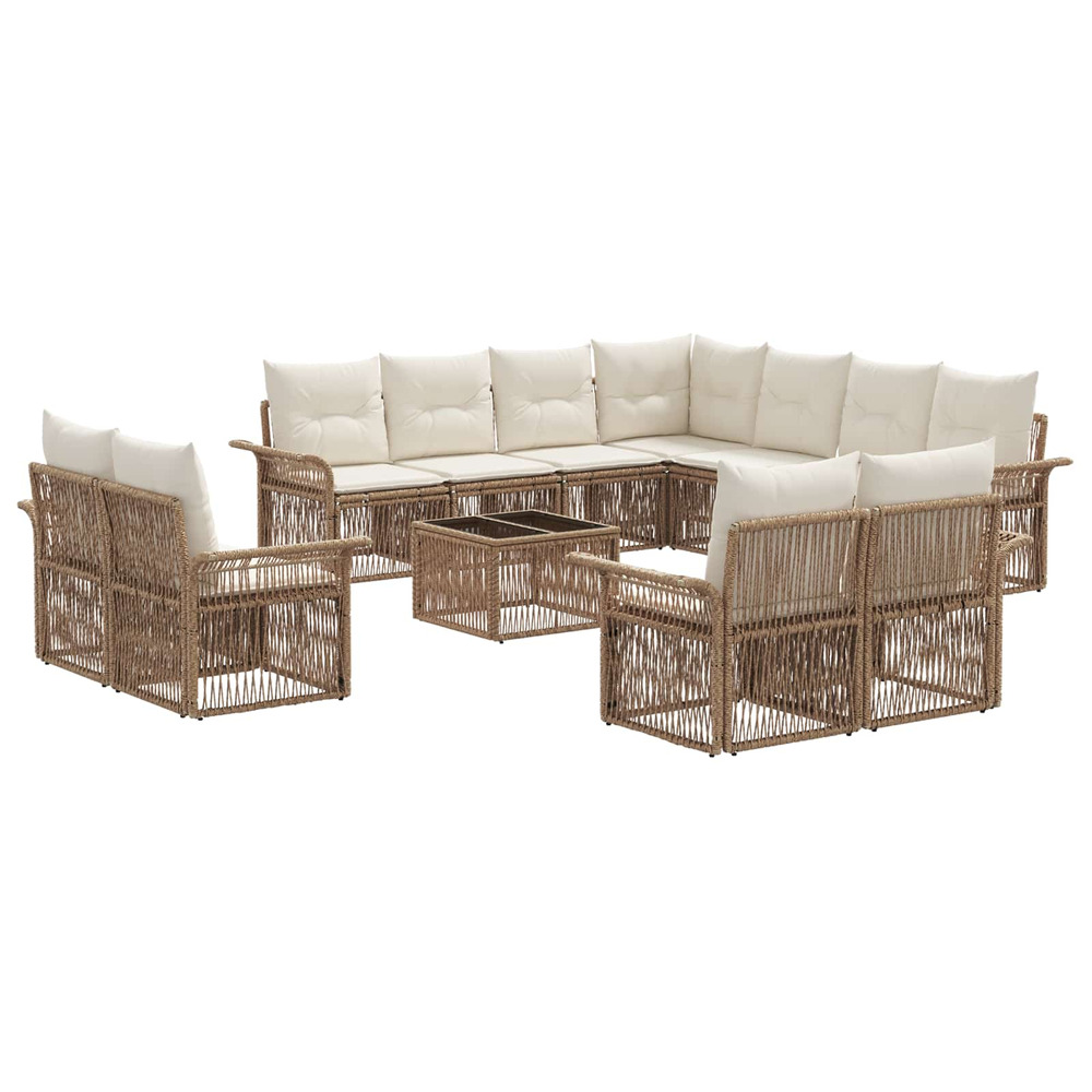 Ensemble de canapé de jardin 12 pcs beige et blanc crème