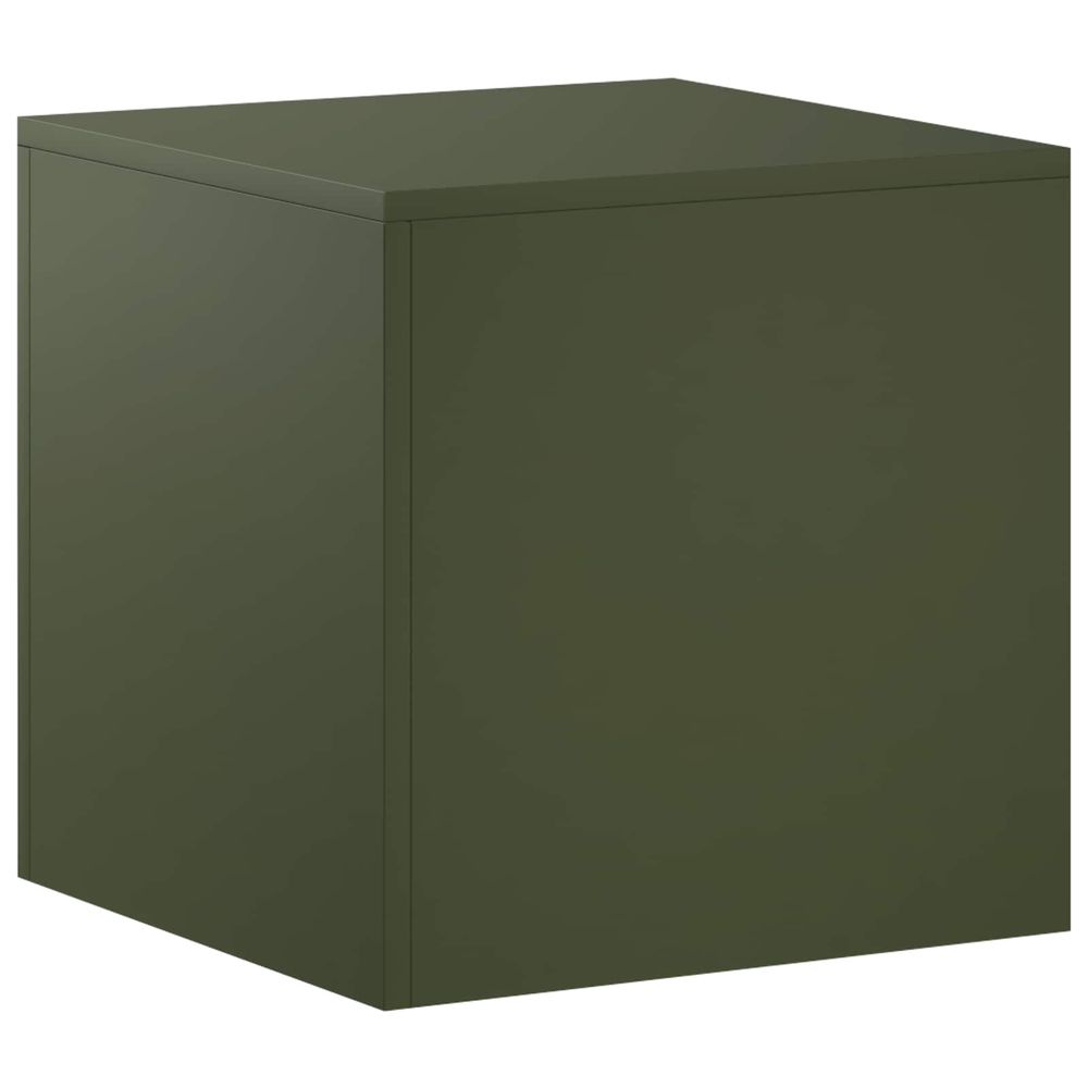 Support de plante vert olive 40 x 40 x 40 cm acier patiné