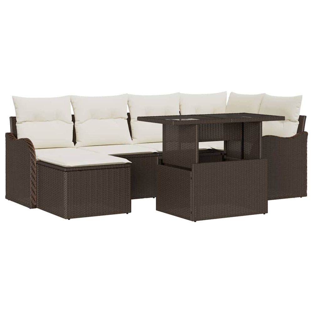 Ensemble de canapé de jardin 7 pc marron poly rotin