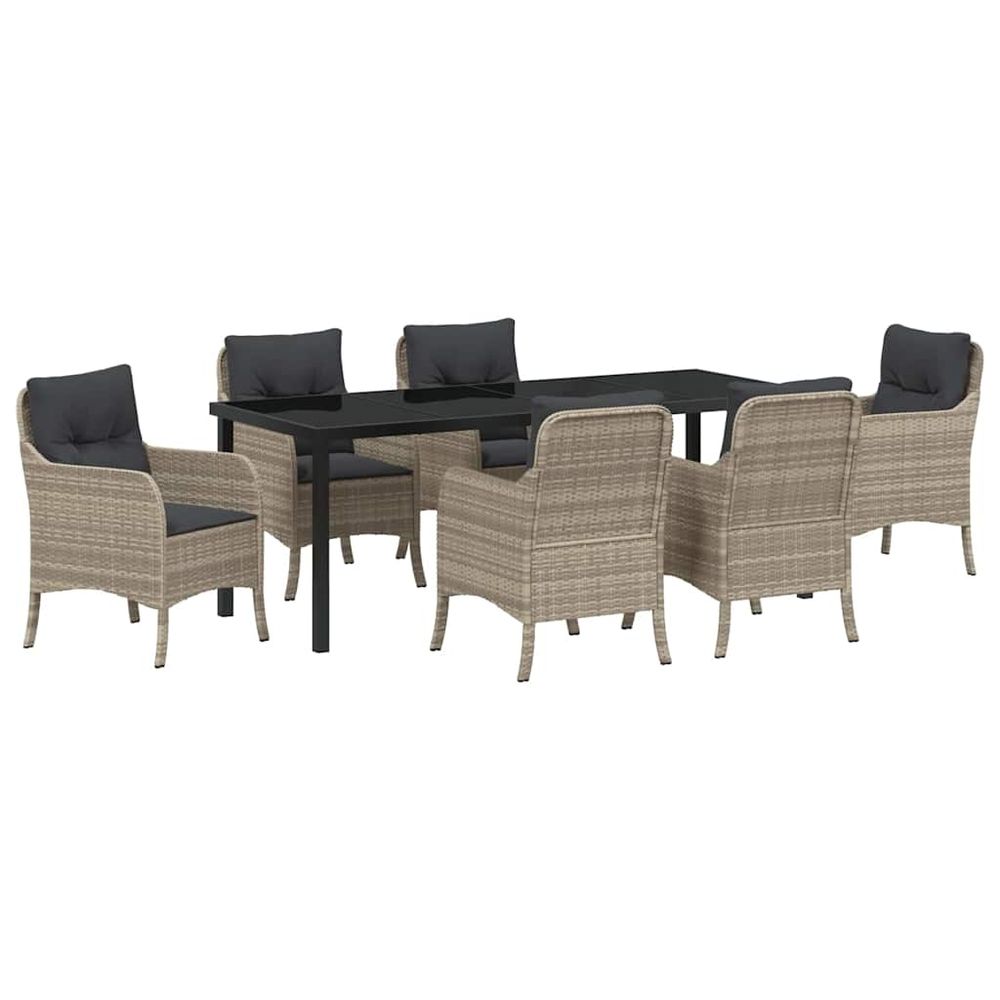 Ensemble de salle à manger pour jardin 7 pc gris clair