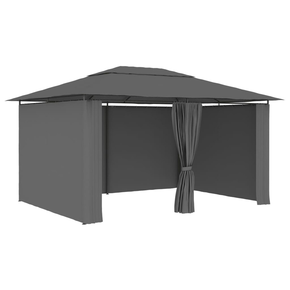 Tonnelle de jardin avec rideaux 4 x 3 m anthracite