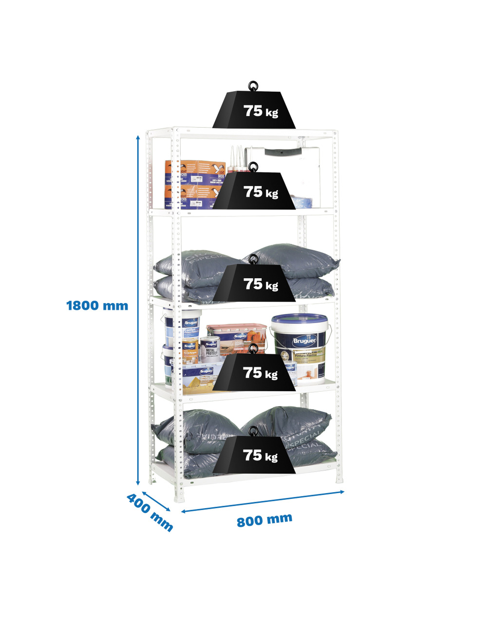 Etagère légère avec vis advantage mini 5/300 blanc blanc 1800x800x300 - simonrack