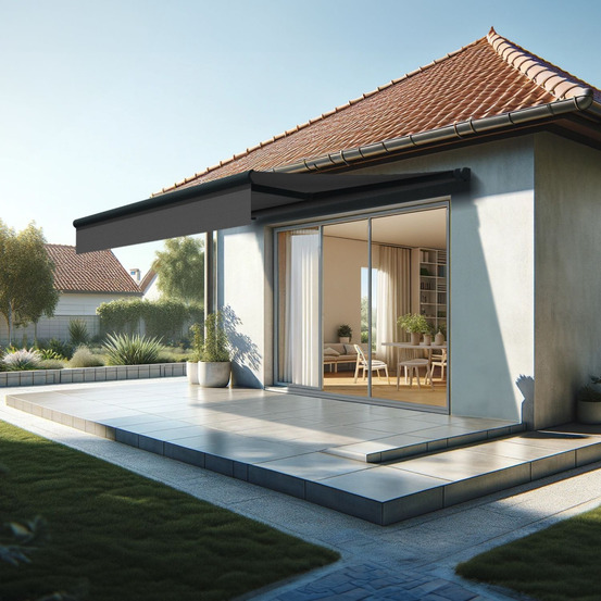 Store banne loggia amarite 3,00x2,00 m (motorisé à interrupteur - gris anthracite stucturé ral7016st - gris graphite)