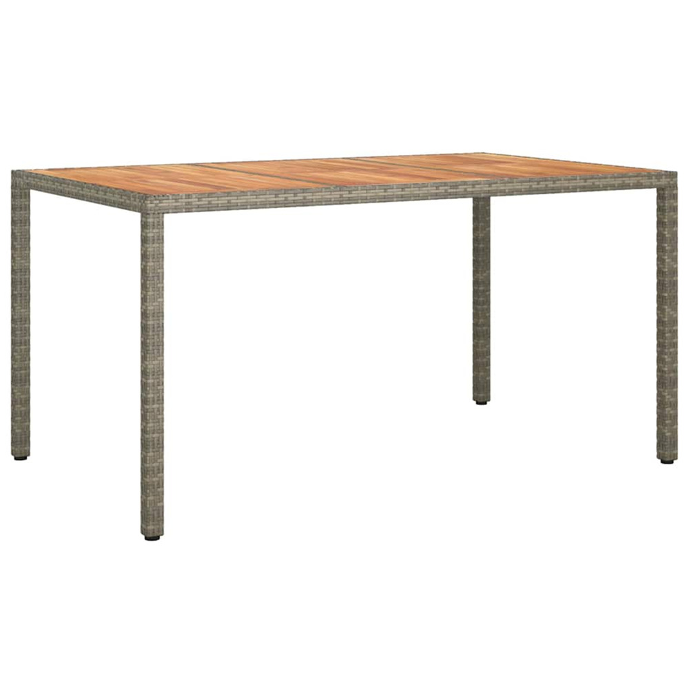 Table de jardin pour repas gris 150 x 90 x 75 cm polyrotin
