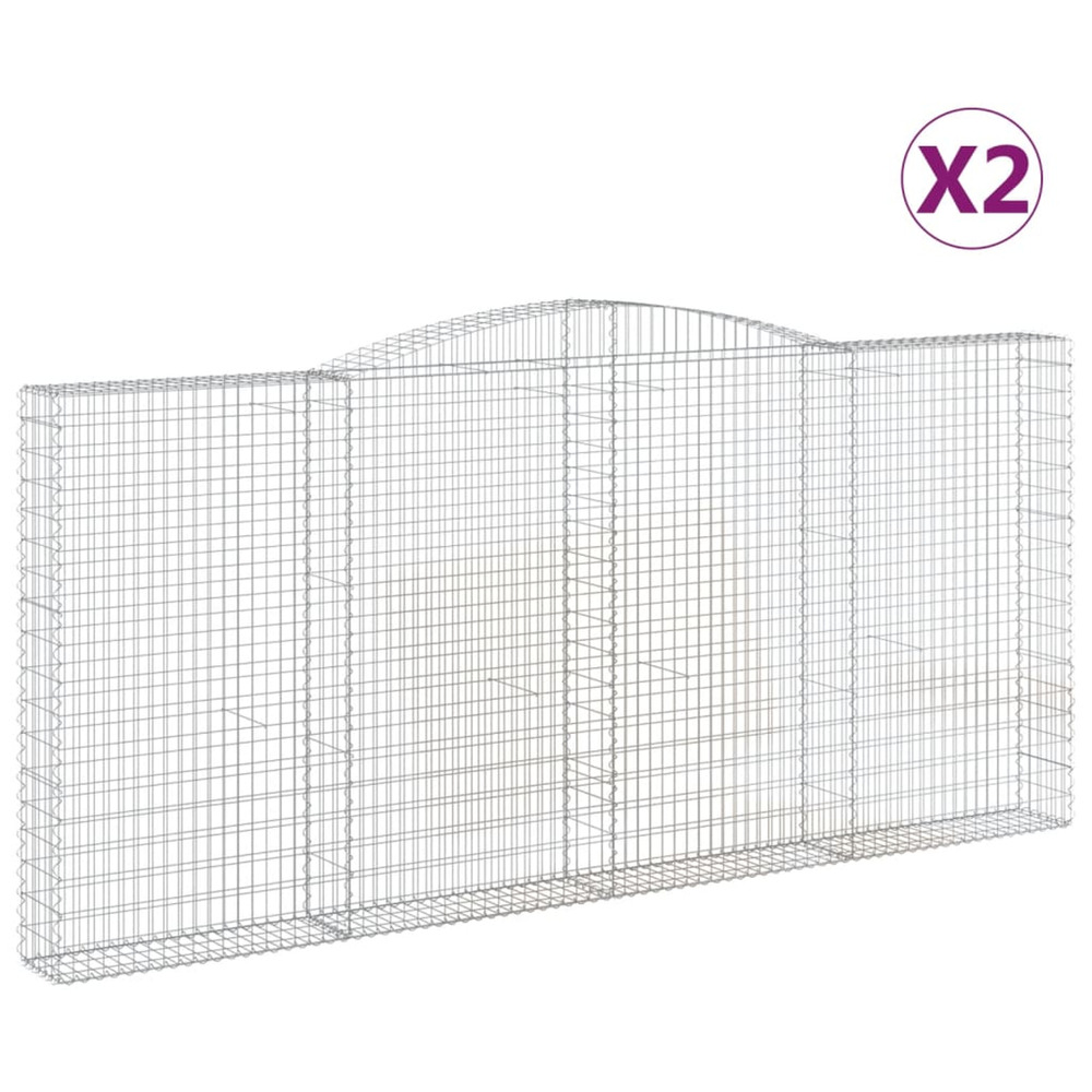 Paniers à gabions arqués 2 pcs 400x30x180/200 cm fer galvanisé