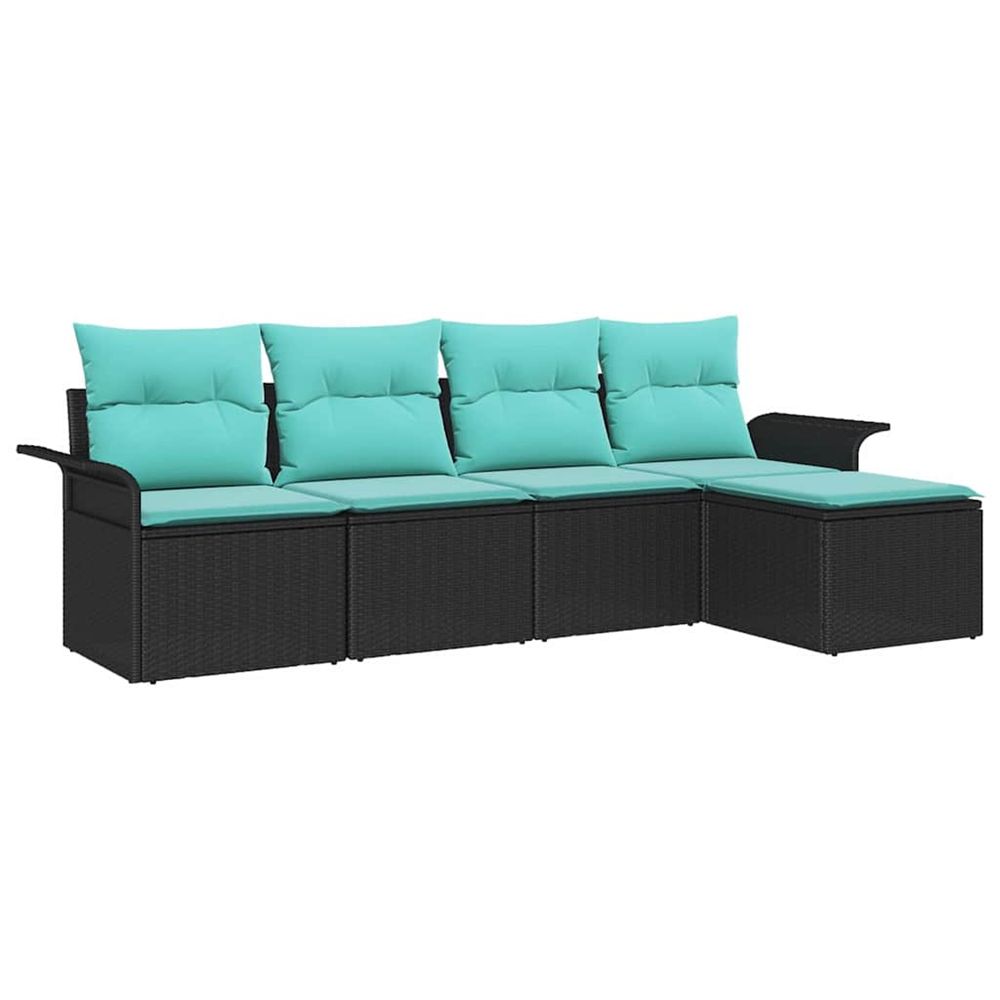 Ensemble de canapé de jardin 5 pc noir polyrotin