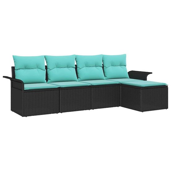 Ensemble de canapé de jardin 5 pc noir polyrotin