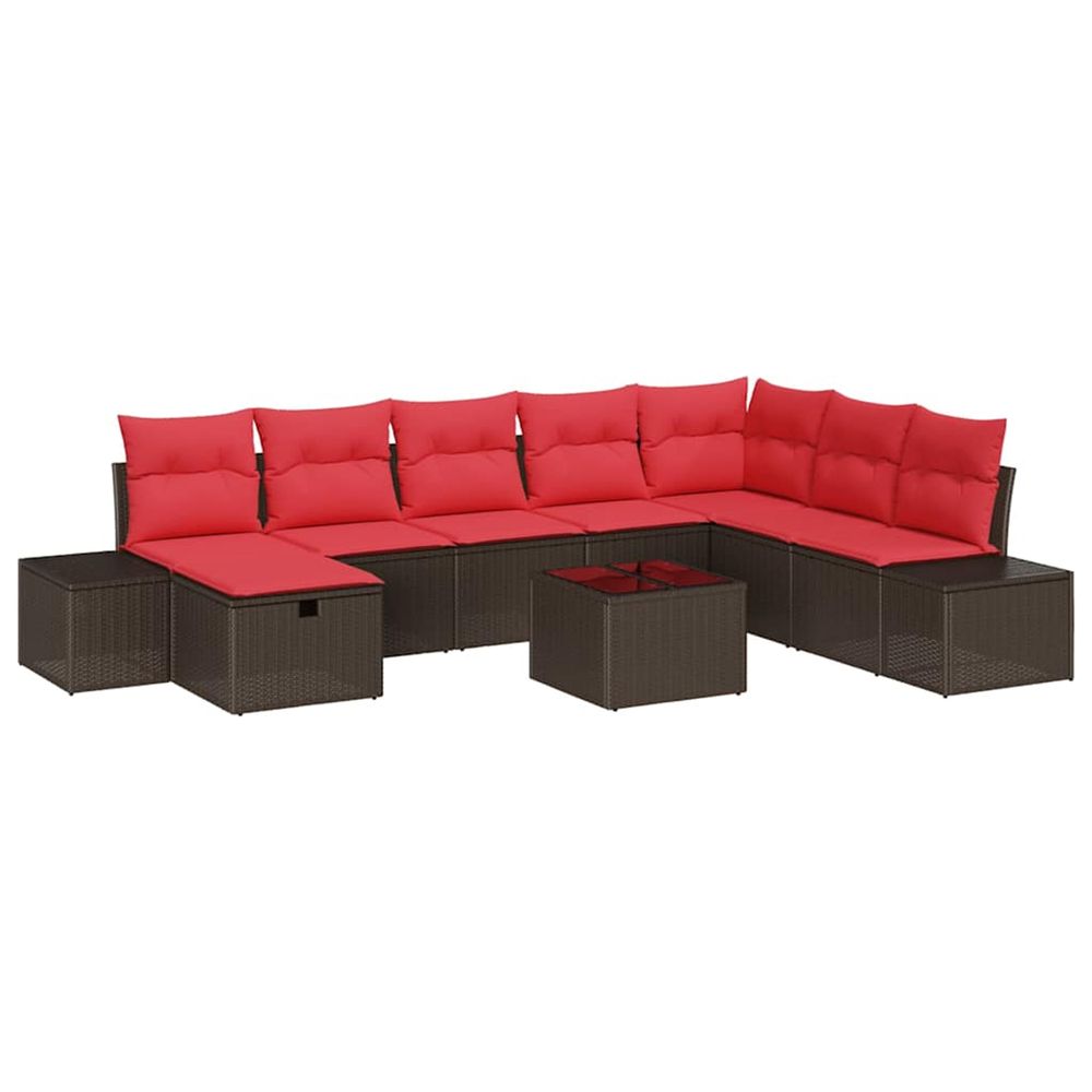 Ensemble de canapé de jardin 9 pc marron polyrotin