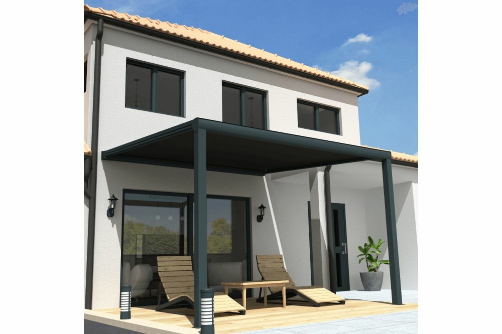 Pergola toile sunlight gris anthracite - gris anthracite 4,00x3,50m + led