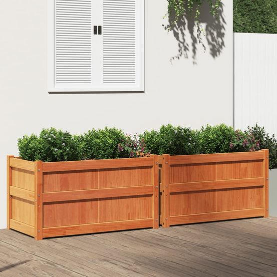 Lot de 2 jardinières potager pin massif cire marron 90x50x50cm