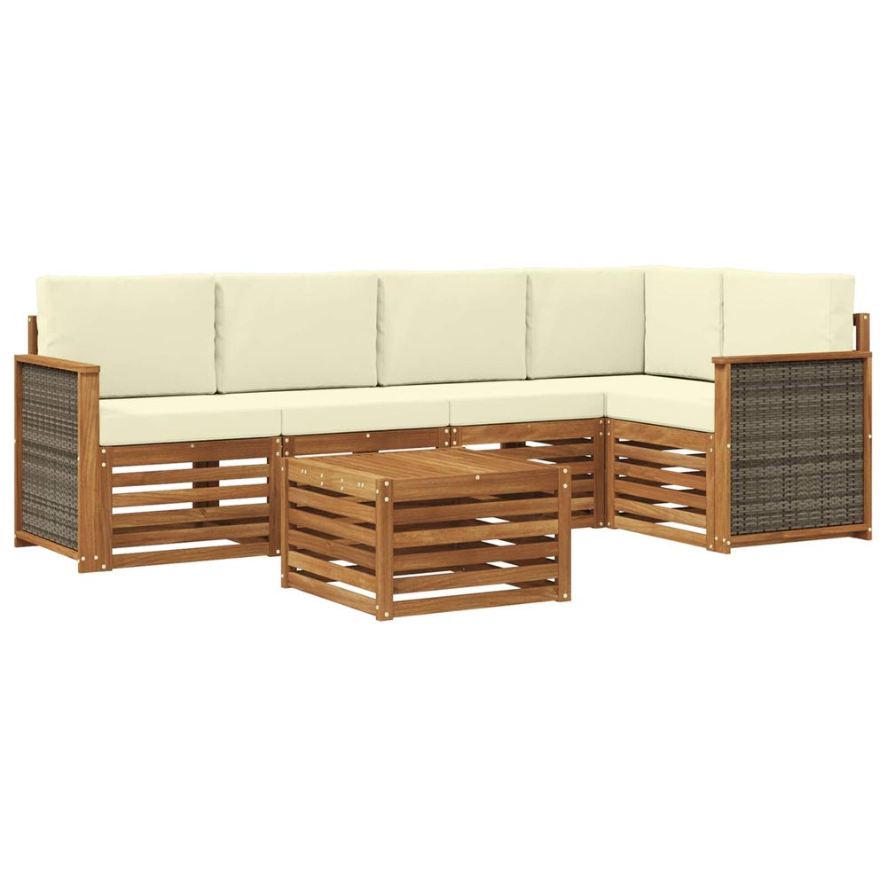 Ensemble de canapés d'extérieur 5 pc naturel et crème