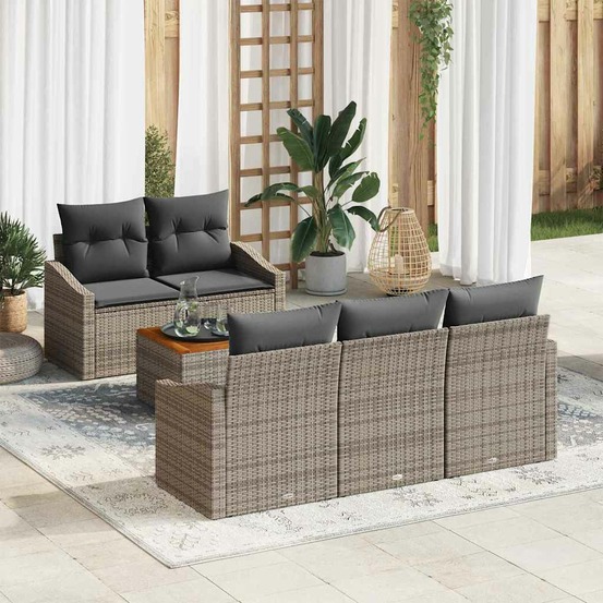 Ensemble de canapé de jardin avec stockage 6 pcs gris polyrotin