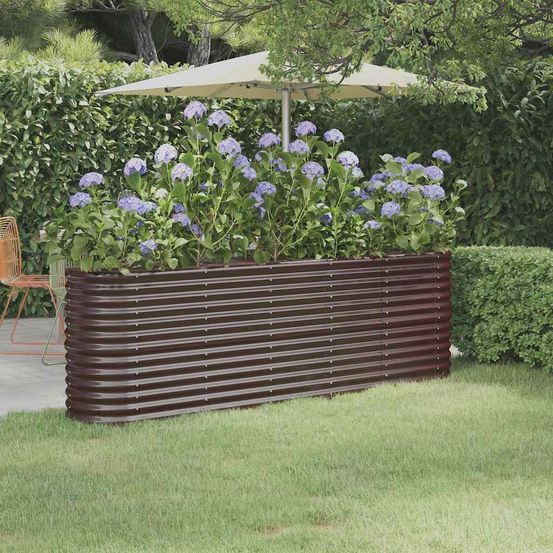 Carré potager surélevé acier galvanisé pour jardin terrasse marron 224x40x68 cm