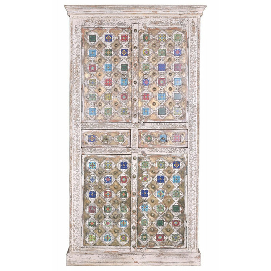 Armoire 2 tiroirs bronze bois-bronze blanc - zélia décoration d'autrefois