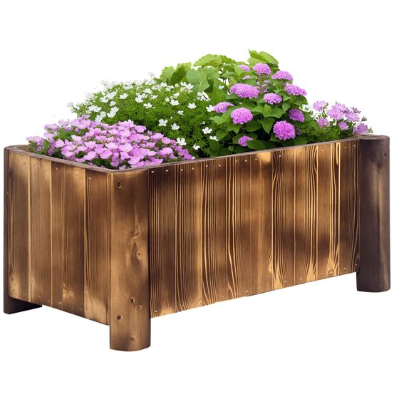 Jardinière rectangulaire bois de sapin balcon et jardin culture facile 70x35x30cm