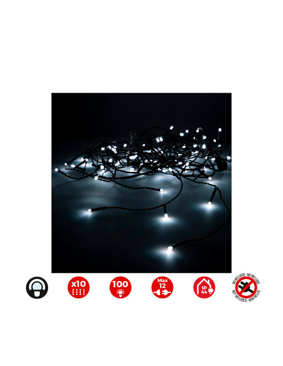 Rideau lumineux easy-connect 2x1m 10 bandes 100 leds blanc froid 30v (usage int. Ext.) edm total 1,8w