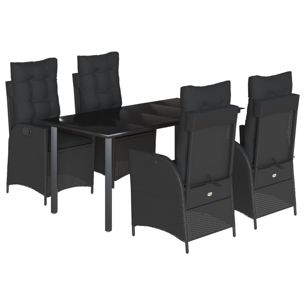 Ensemble à manger de jardin coussins 5pcs noir résine tressée