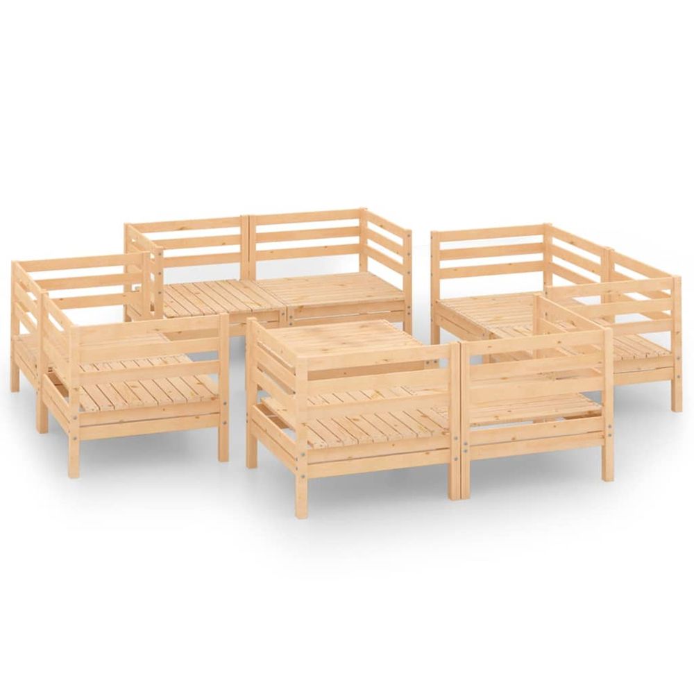 Salon de jardin 9 pcs bois de pin massif