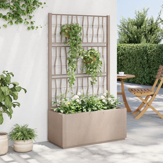 Jardinière avec treillis pour plantes grimpantes 140 cm pp marron