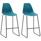Chaises de bar 2 pcs turquoise plastique