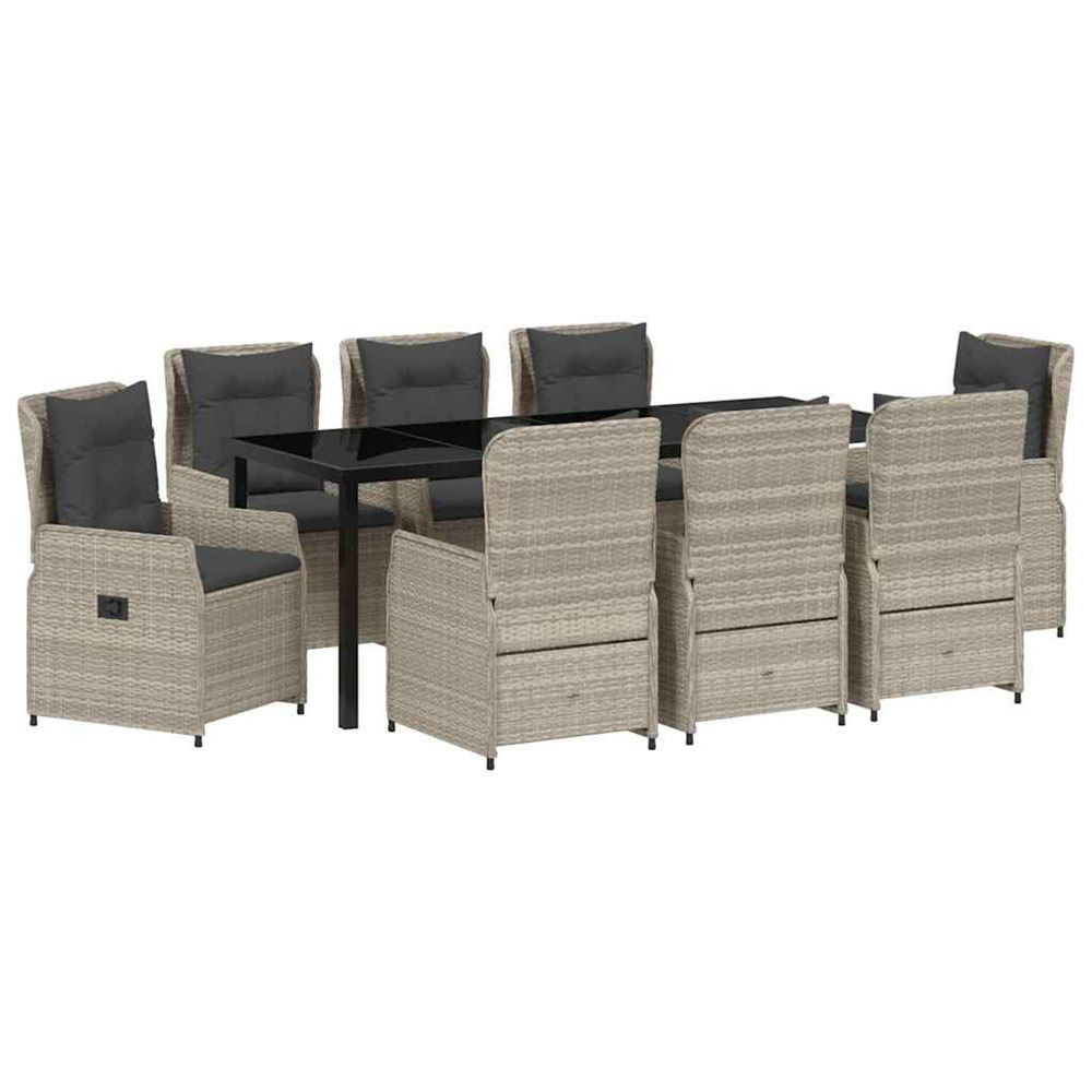 Ensemble de salle à manger pour jardin 9 pcs gris clair