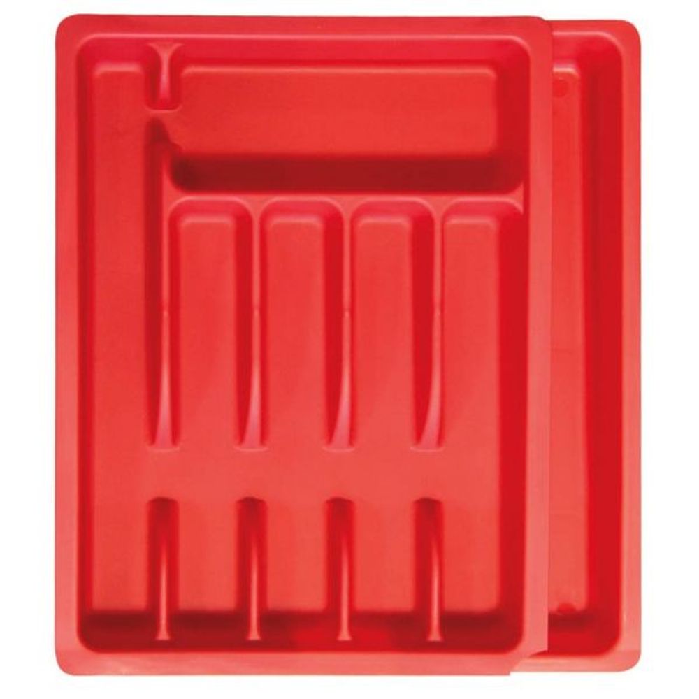 Range couverts ajustable en plastique rouge