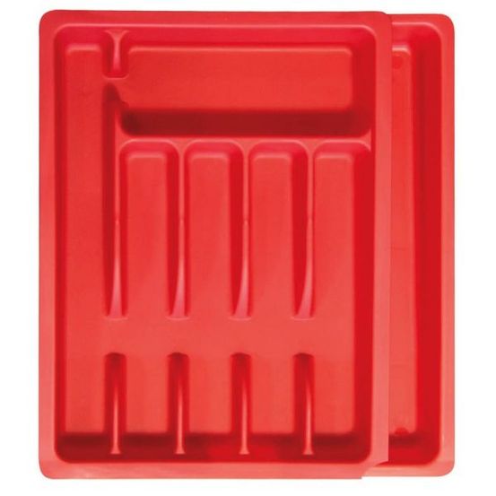 Range couverts ajustable en plastique rouge