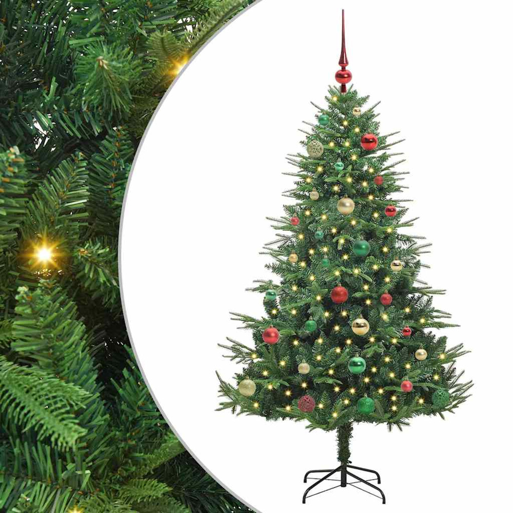 Sapin de noël artificiel pré-éclairé avec set de boules 150 cm