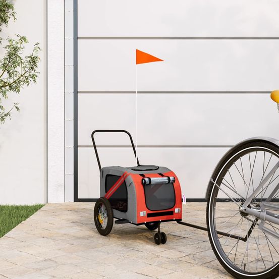 Chariot vélo petit chien en acier transport sécurisé pour balade orange et noir