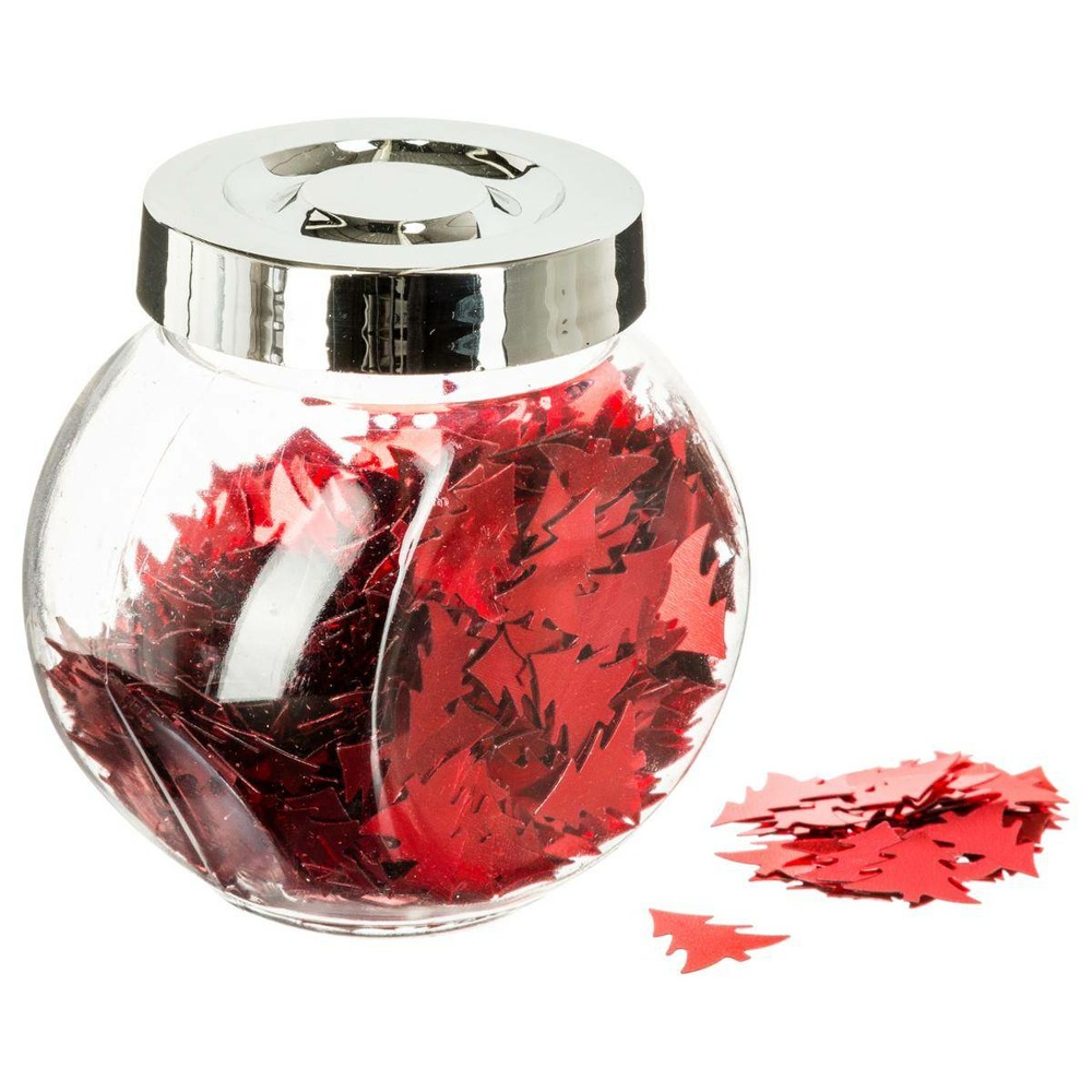 Bocal d'accessoires déco de table brillantes rouge