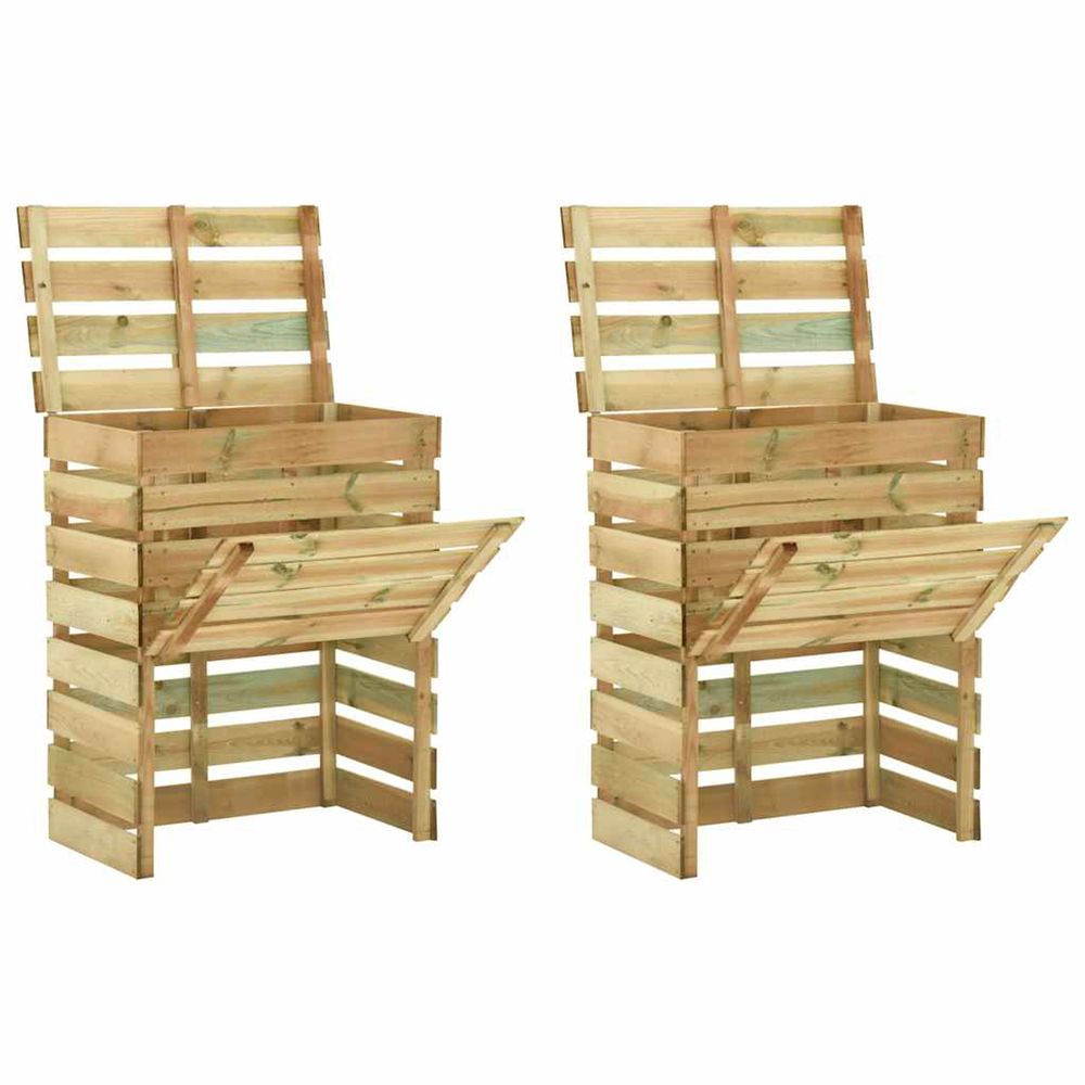 Composteur de jardin à lattes 2 pcs 80x50x100 cm pin imprégné