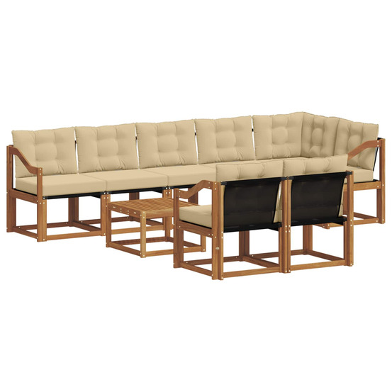 Ensemble de canapés d'extérieur 9 pcs naturel et beige