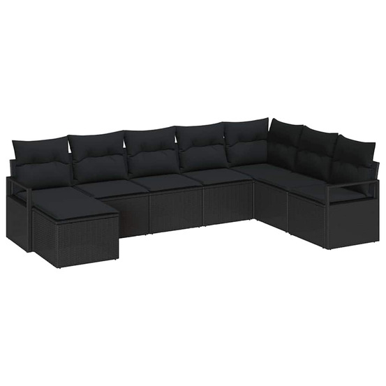 Ensemble de canapés avec coussin 8 pcs noir polyrotin