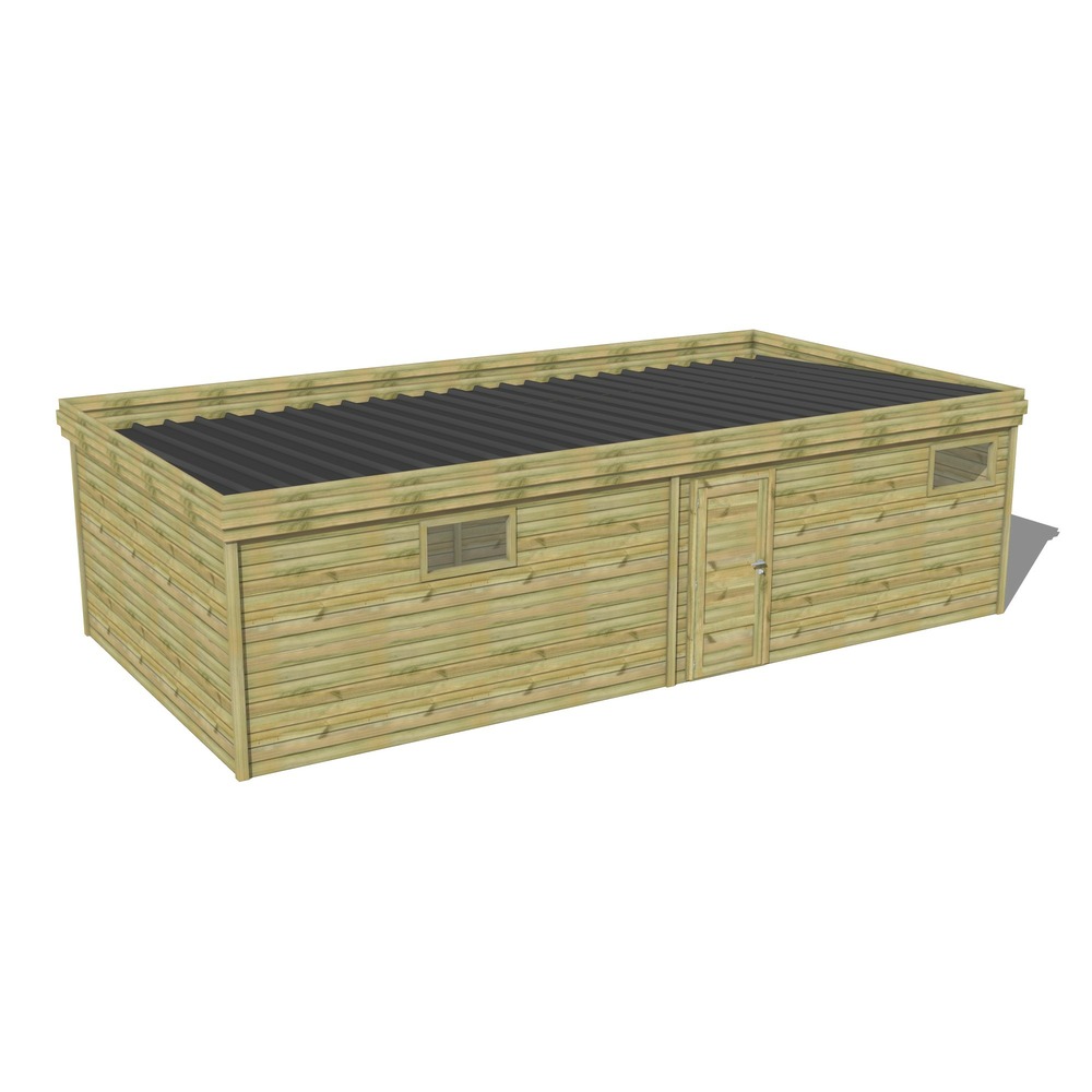 Abri de jardin bois pin traité autoclave 27mm - 9,09x4,34m / 39m2 - bac acier - abri français