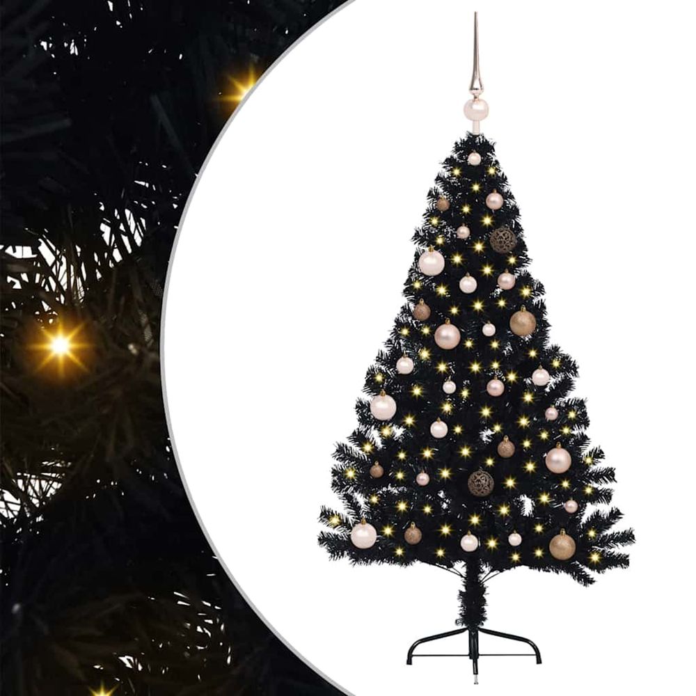 Sapin de noël artificiel pré-éclairé noir 150 cm pvc