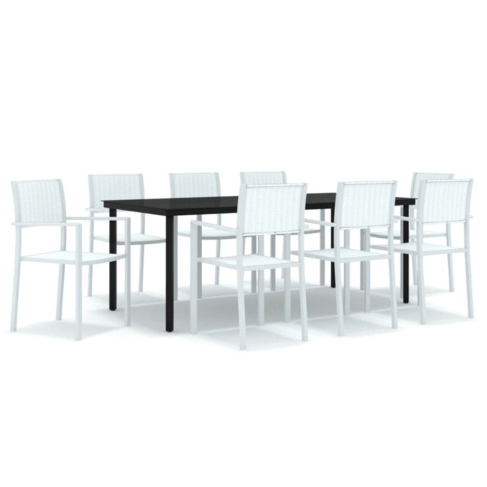 Ensemble de salle à manger de jardin meuble extérieur 9 pièces blanc