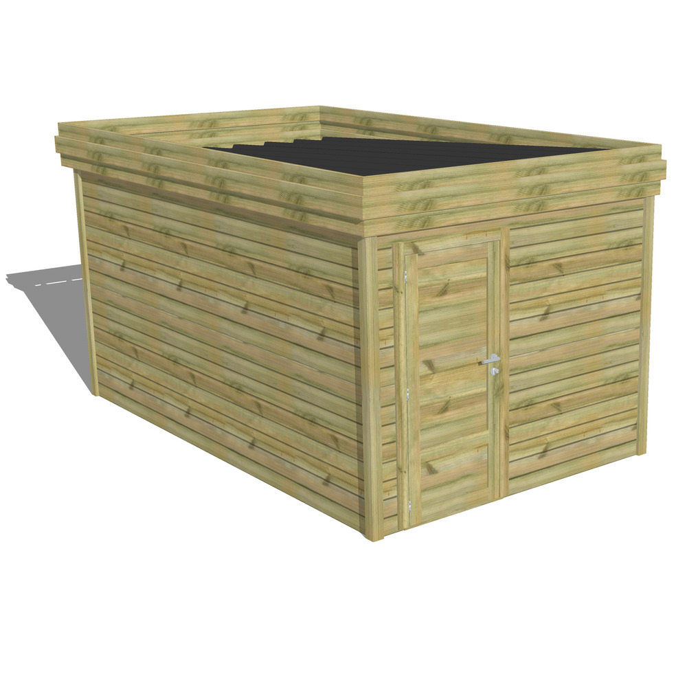 Abri de jardin bois pin traité autoclave 27mm - 2,64x4,34m / 11m2 - bac acier - abri français