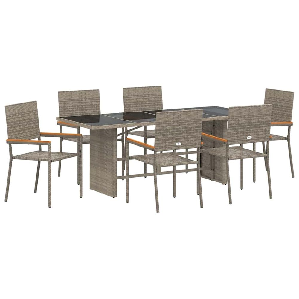 Ensemble de salle à manger pour jardin 7 pc gris polyrotin