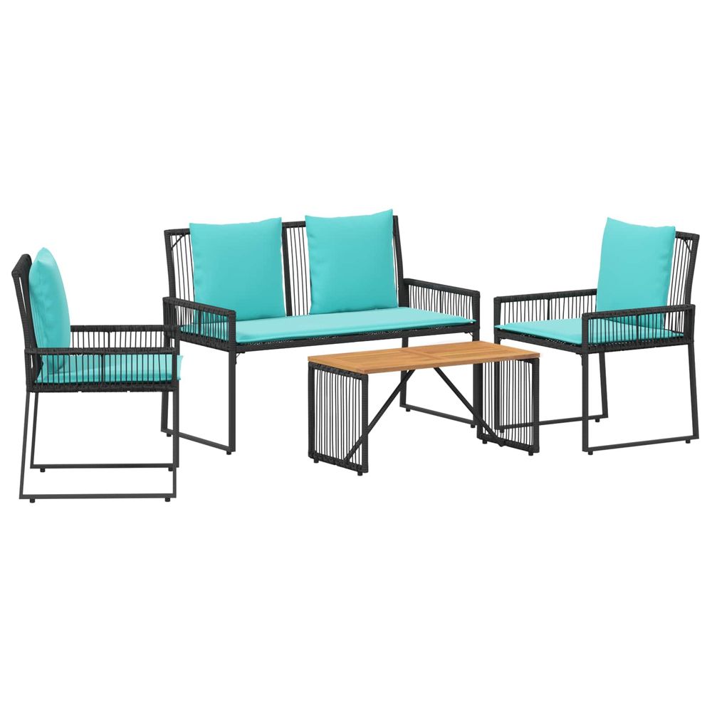 Ensemble de meubles d'extérieur 9 pc noir et turquoise