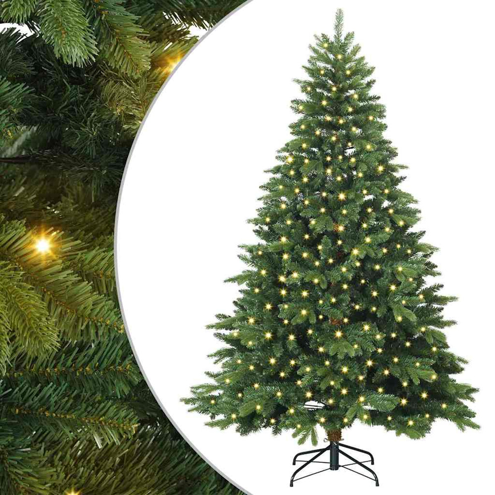 Sapin de noël artificiel avec 300 led vert 180 cm pe et pvc