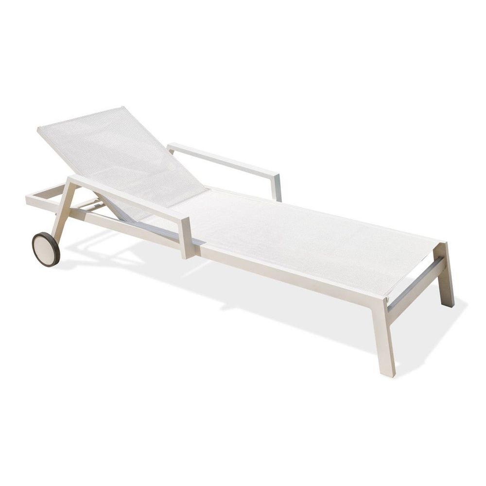 Chaise longue Ibiza blanc sur roulettes