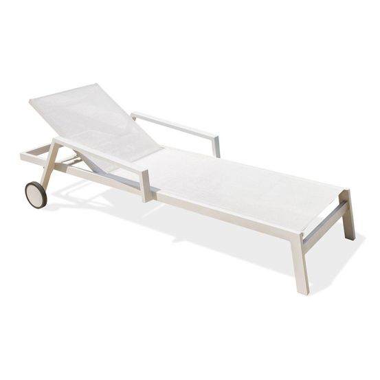 Chaise longue Ibiza blanc sur roulettes