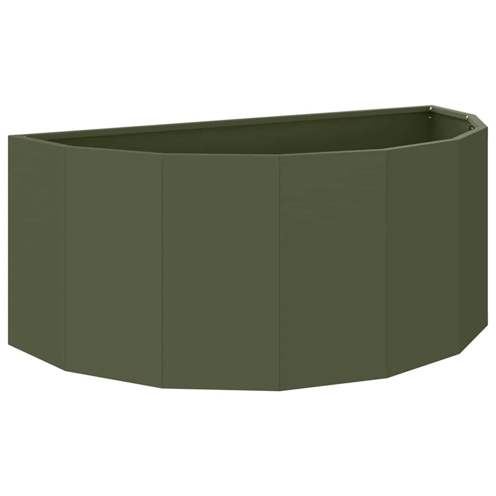 Jardinière d'extérieur vert olive 90 x 45 x 35 cm acier