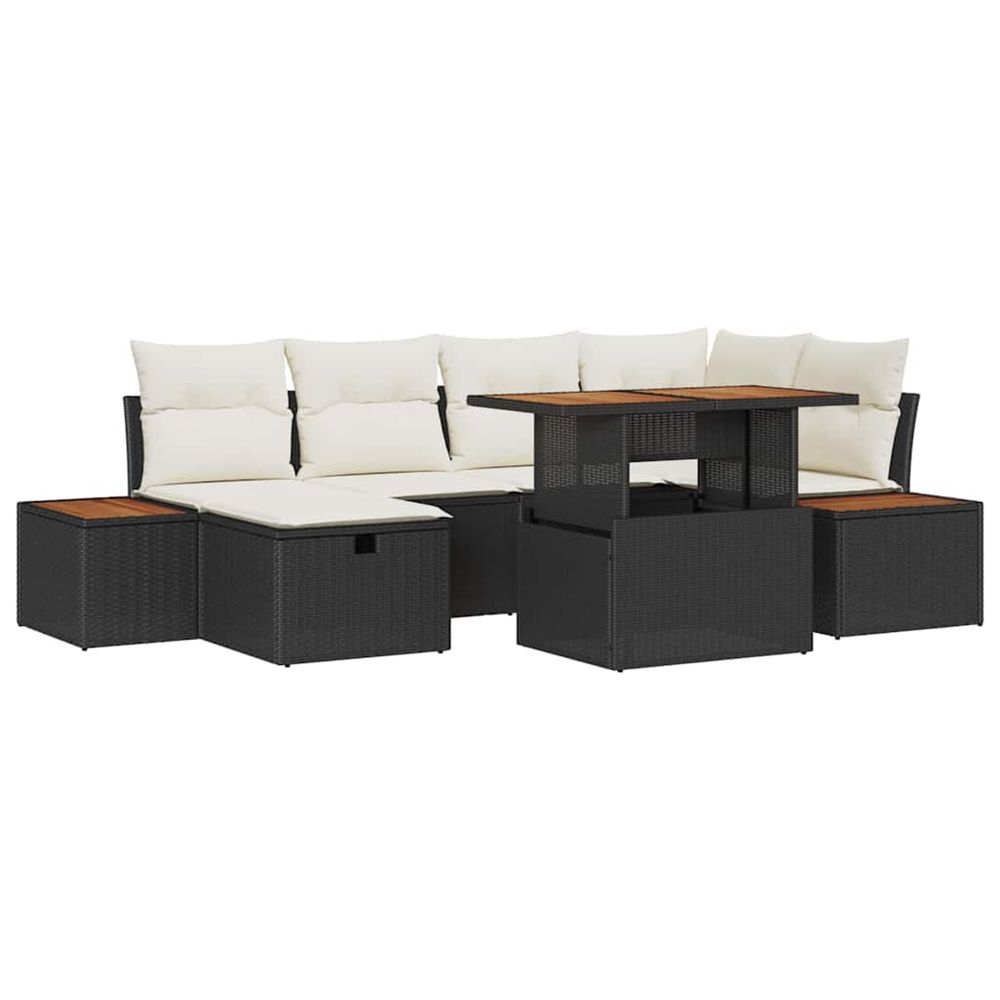 Ensemble de canapé de jardin 7 pc noir polyrotin