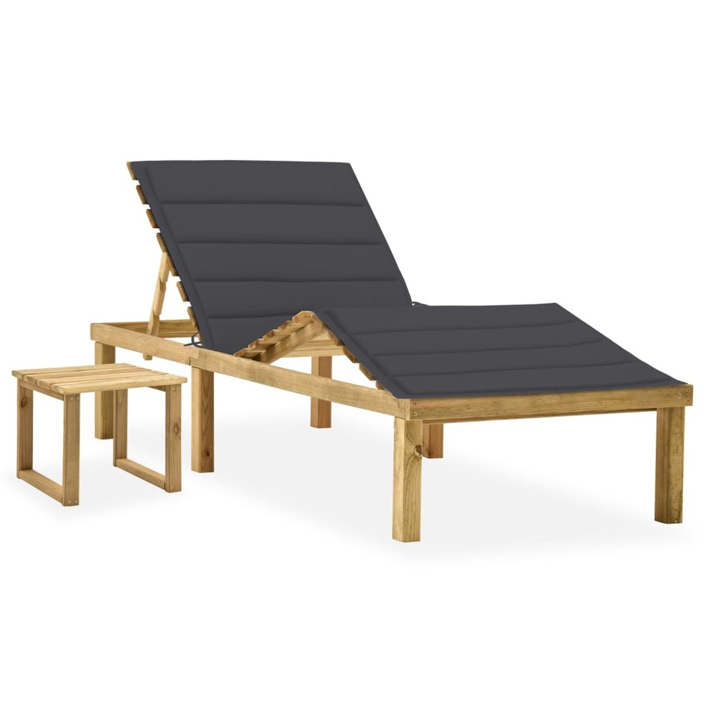 Transat chaise longue bain de soleil lit de jardin terrasse meuble d'extérieur 200 x 70 x (NULL,5-77) cm avec table et coussin
