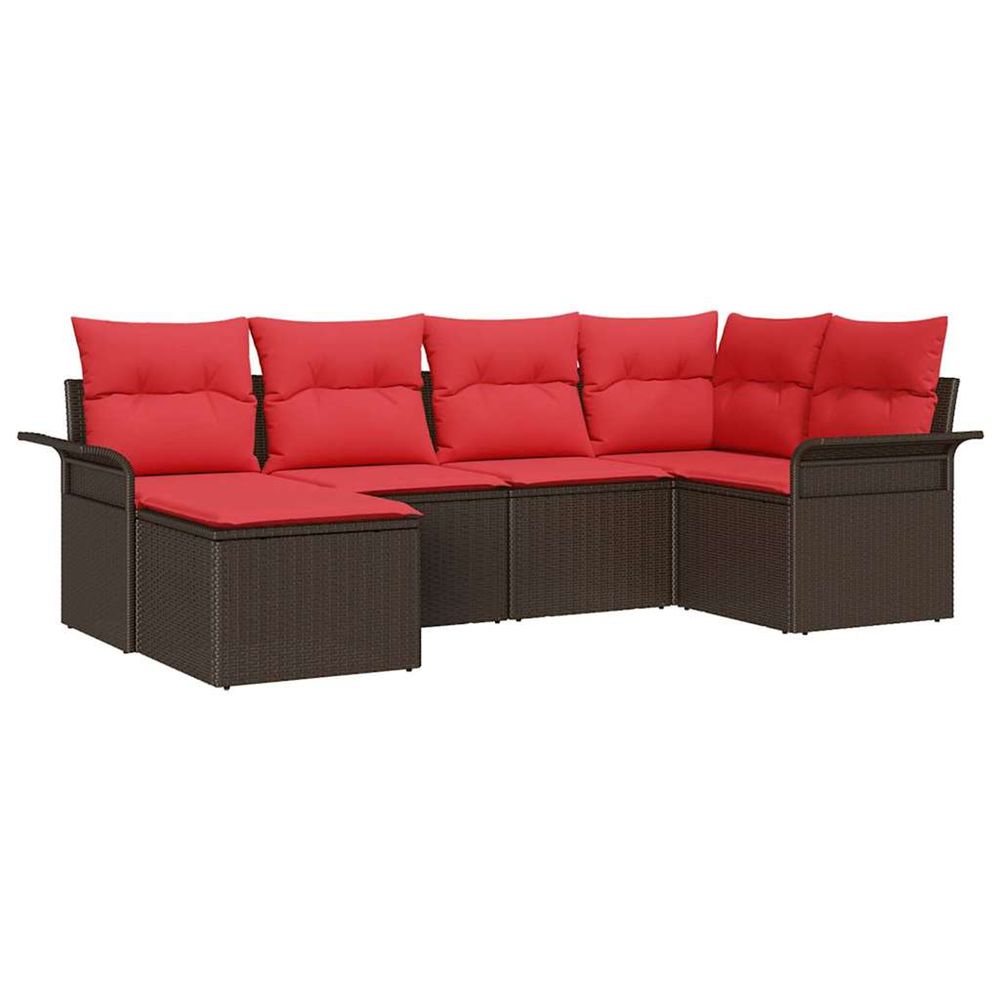 Ensemble de canapé de jardin 6 pc marron polyrotin