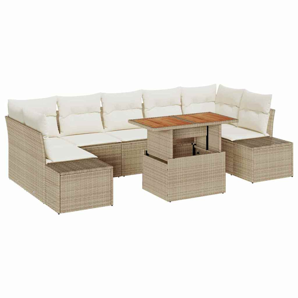 Ensemble de canapé de jardin 8 pcs beige poly rotin