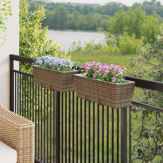 Jardinière de balcon métal gris pour garde-corps fixation facile 50 cm