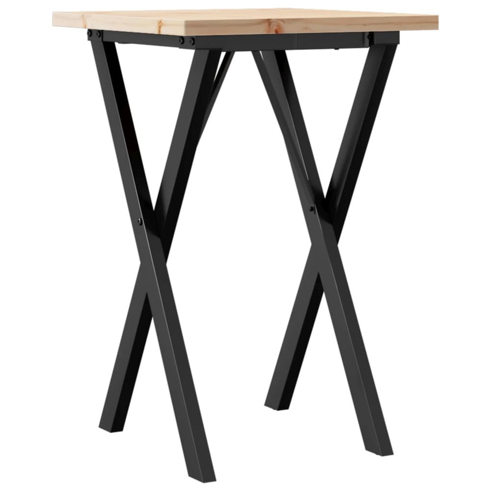Table à manger cadre en x 50x50x75,5cm bois de pin massif acier